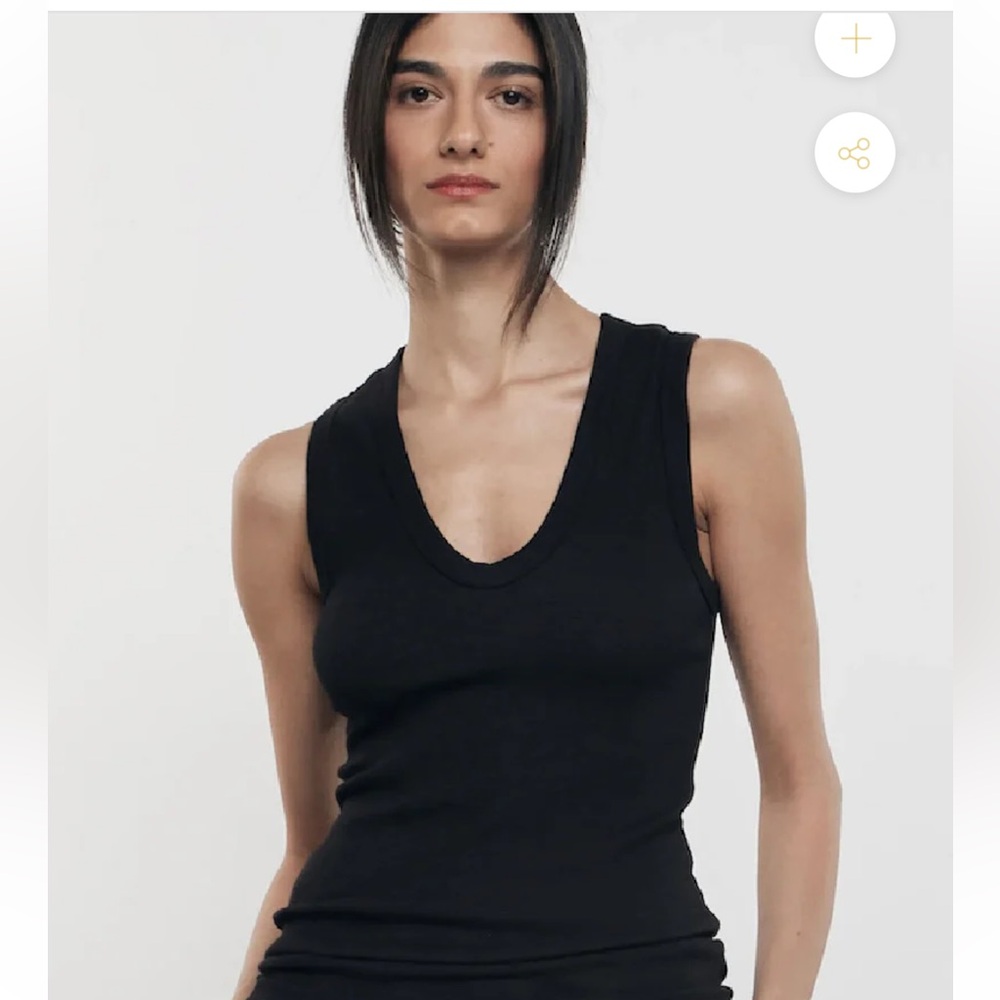 ENZA‎ COSTA - TEXTURED KNIT SLEEVELESS U-NECK TANK TOP